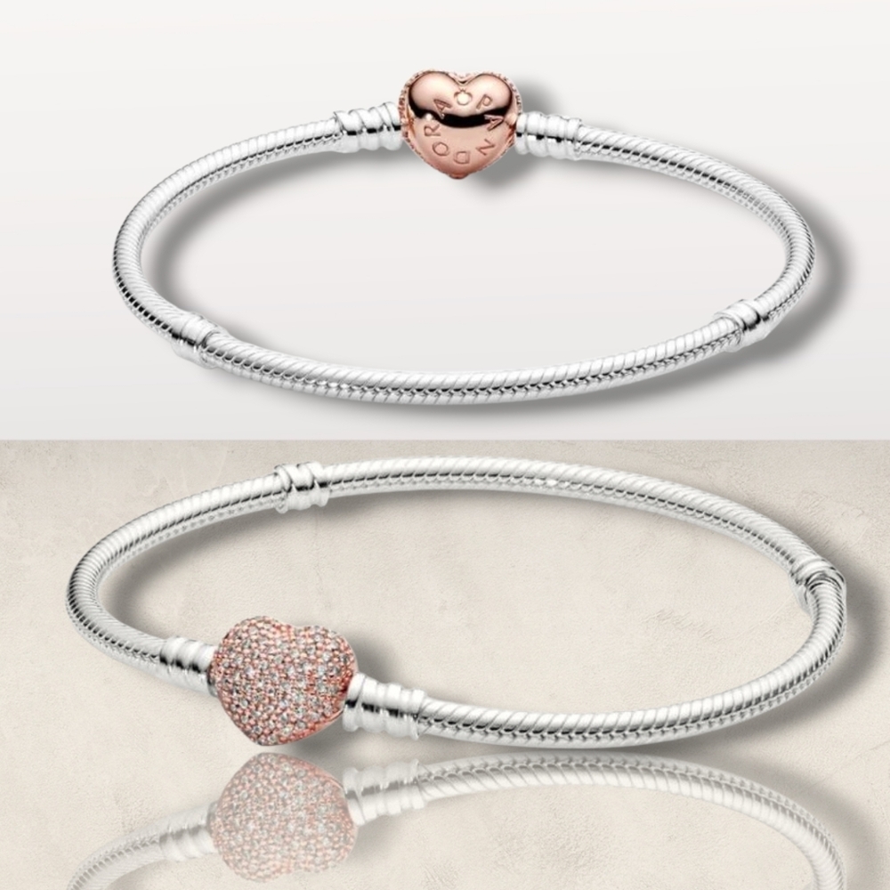 PANDORA Rose™️ Pavé CZ Heart Clasp Sterling Silver Charm Bracelet